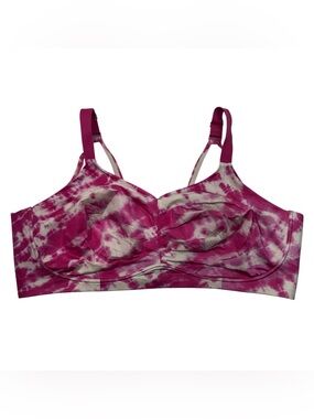 Catherines Pink White Tie Dye Unlined Wirefree Comfort Bra 46DDD Plus Size